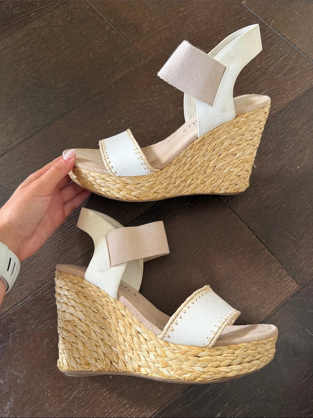 Altard State Woven Espadrille Wedge Sandals in Cream and Tan Size 7.5
